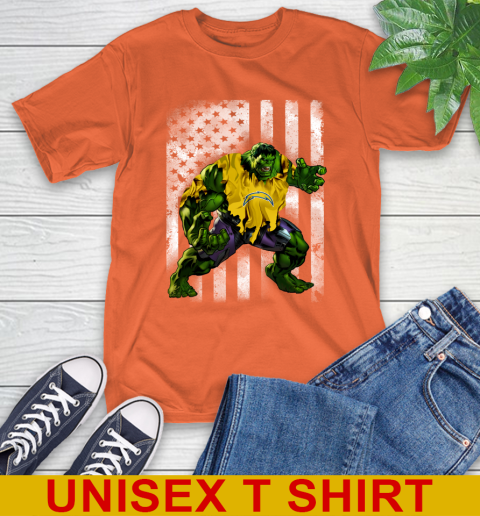 Los Angeles Chargers Hulk Marvel Avengers NFL Football American Flag T-Shirt 4