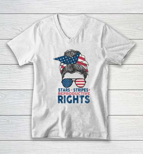 American Flag Stars Stripes Reproductive Rights V-Neck T-Shirt