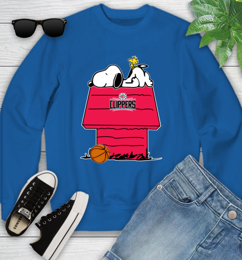 LA Clippers NBA Basketball Snoopy Woodstock The Peanuts Movie Youth Sweatshirt 8