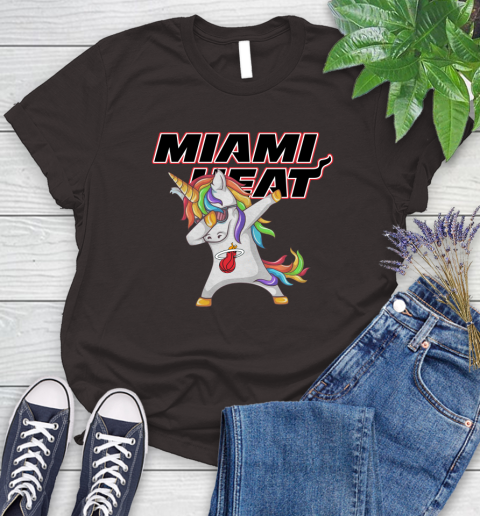 Miami Heat NBA Basketball Funny Unicorn Dabbing Sports Women's T-Shirt 8