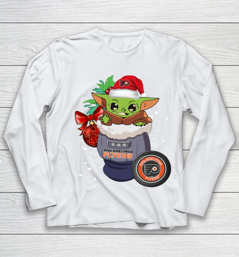 Philadelphia Flyers Christmas Baby Yoda Star Wars Funny Happy NHL Youth Long Sleeve 2