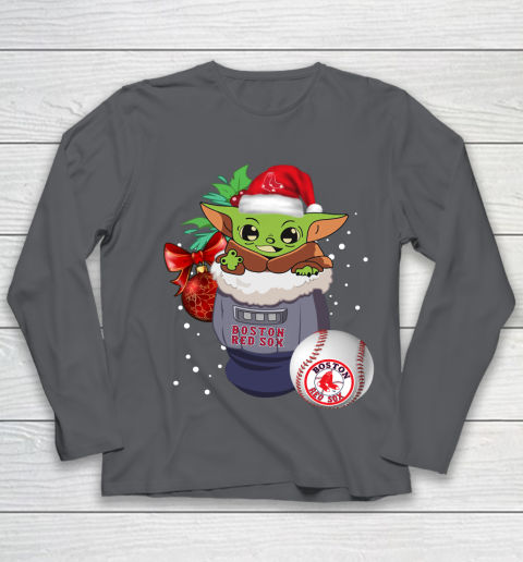 Boston Red Sox Christmas Baby Yoda Star Wars Funny Happy MLB Youth Long Sleeve 8