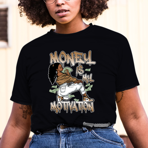 Jordan 1 Rookie of the Year Matching Sneaker Tshirt For Woman For Girl Money Is My Motivation White Jordan Shirt