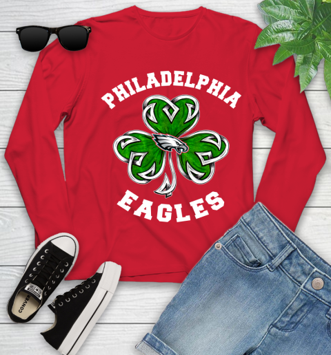 NFL Philadelphia Eagles Three Leaf Clover St Patrick's Day Football Sports Youth Long Sleeve 11