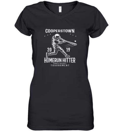Cooperstown Home Run Hitter Women's V-Neck T-Shirt