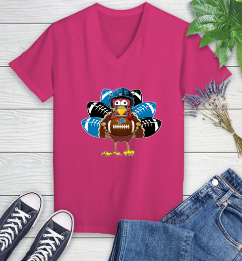 Detroit Lions Turkey Thanksgiving Day Women's V-Neck T-Shirt 9