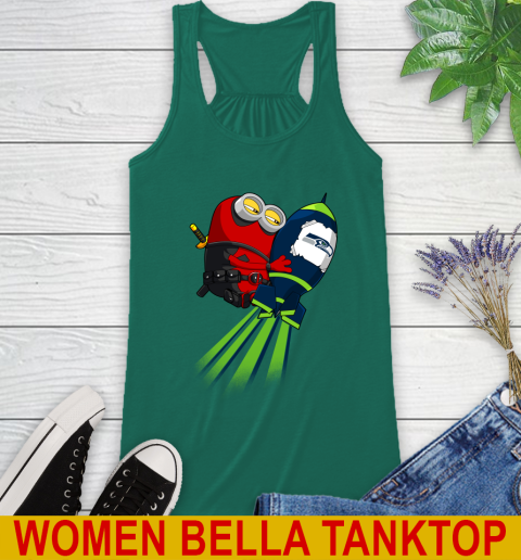 NFL Football Seattle Seahawks Deadpool Minion Marvel Shirt Racerback Tank 5