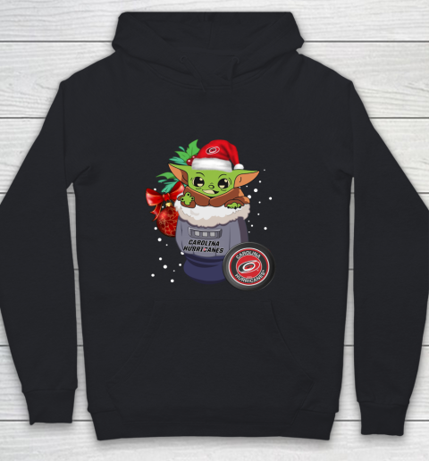 Carolina Hurricanes Christmas Baby Yoda Star Wars Funny Happy NHL Youth Hoodie