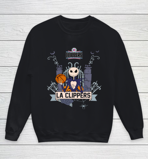 NBA LA Clippers Basketball Jack Skellington Halloween Youth Sweatshirt
