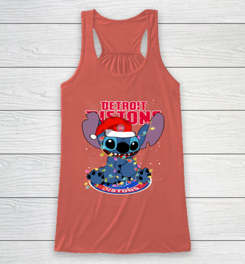 Detroit Pistons NBA noel stitch Basketball Christmas Racerback Tank 2