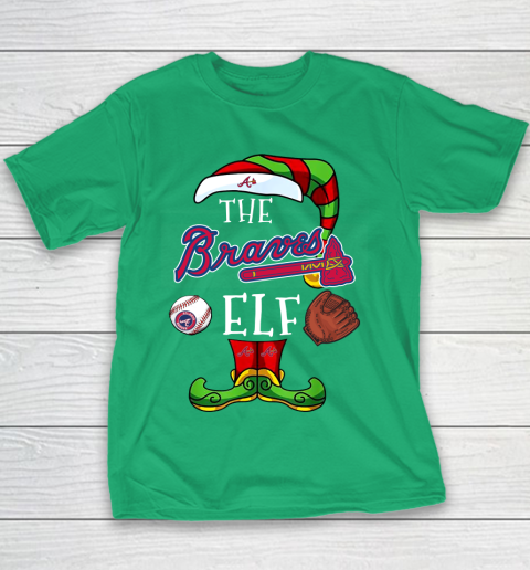Atlanta Braves Christmas ELF Funny MLB Youth T-Shirt 3