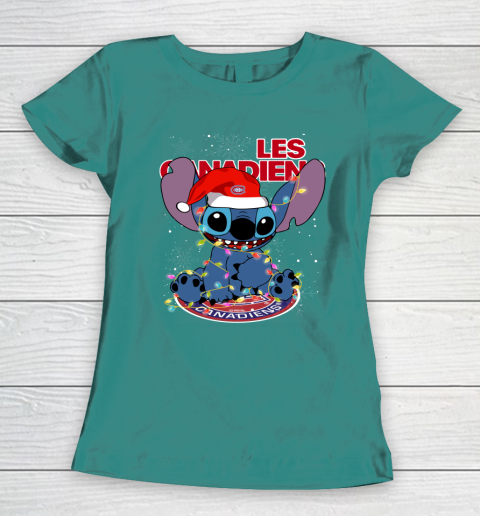 Montreal Canadiens NHL Hockey noel stitch Christmas Women's T-Shirt 10