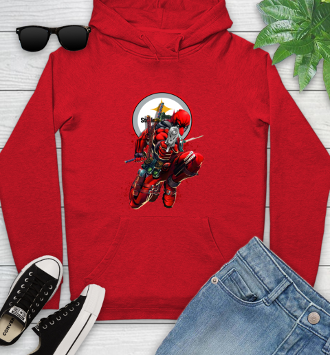 NFL Deadpool Marvel Comics Sports Football Pittsburgh Steelers Youth Hoodie 11