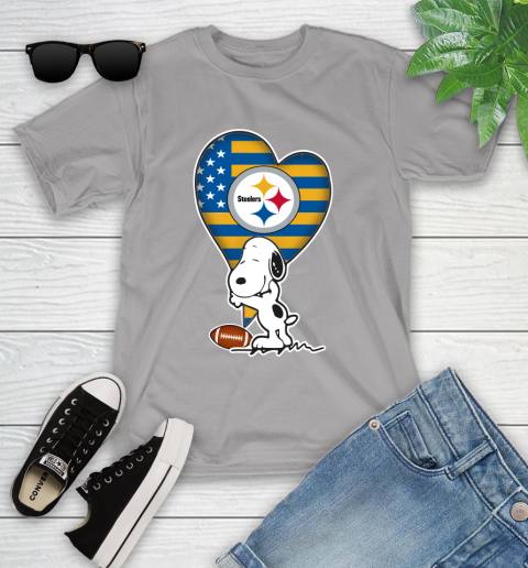 Pittsburgh Steelers NFL Football The Peanuts Movie Adorable Snoopy Youth T-Shirt 4