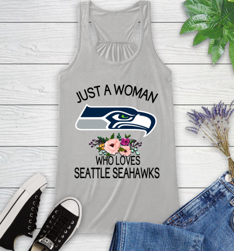 NFL Just A Woman Who Loves Seattle Seahawks Football Sports Racerback Tank