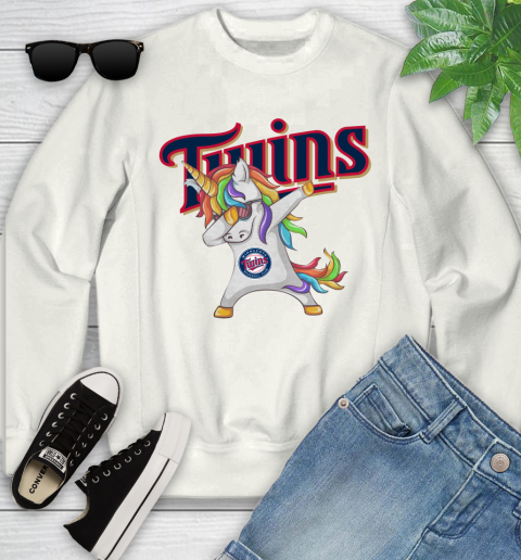 Minnesota Twins MLB Baseball Funny Unicorn Dabbing Sports Youth Sweatshirt