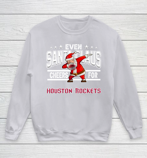 Houston Rockets Even Santa Claus Cheers For Christmas NBA Youth Sweatshirt 3