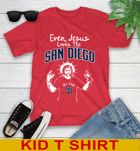 San Diego Padres MLB Baseball Even Jesus Loves The Padres Shirt Youth T-Shirt 11
