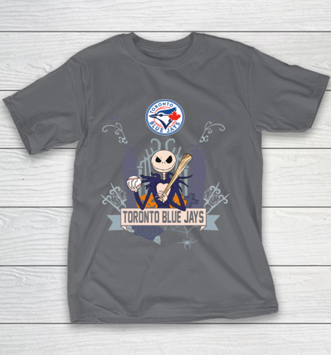 MLB Toronto Blue Jays Baseball Jack Skellington Halloween Youth T-Shirt 5