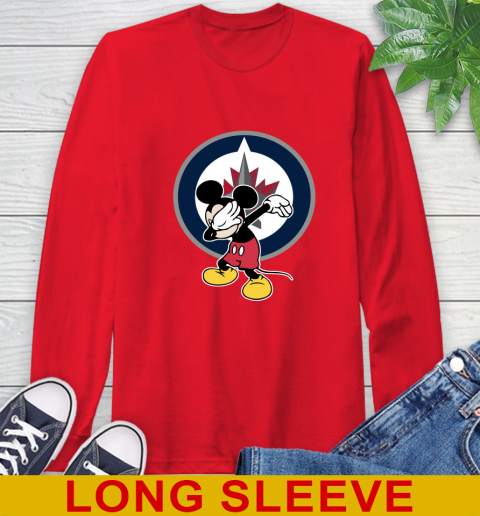 Winnipeg Jets NHL Hockey Dabbing Mickey Disney Sports Long Sleeve T-Shirt 10
