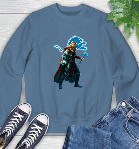 NFL Thor Avengers Endgame Football Detroit Lions Sweatshirt 7