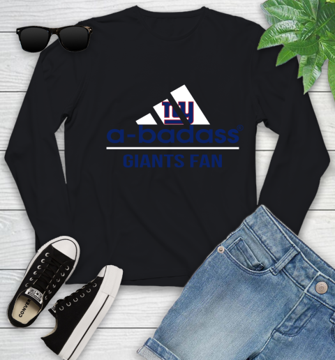 NFL A Badass New York Giants Fan Adidas Football Sports Youth Long Sleeve