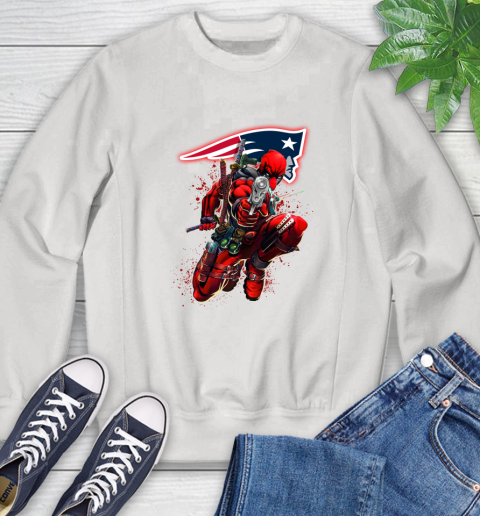 NFL Deadpool Marvel Comics Sports Football New England Patriots Sweatshirt