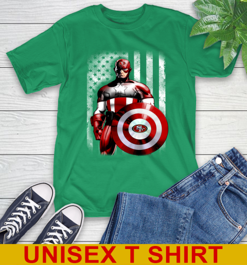 San Francisco 49ers NFL Football Captain America Marvel Avengers American Flag Shirt T-Shirt 7