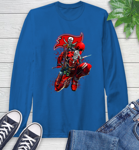 NFL Deadpool Marvel Comics Sports Football Tampa Bay Buccaneers Long Sleeve T-Shirt 9