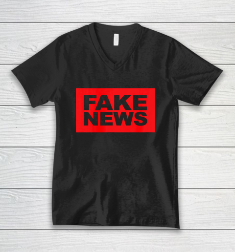 Funny fake news network political protest V-Neck T-Shirt