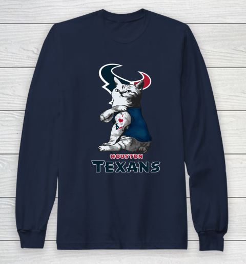 NFL Football My Cat Loves Houston Texans Long Sleeve T-Shirt 2