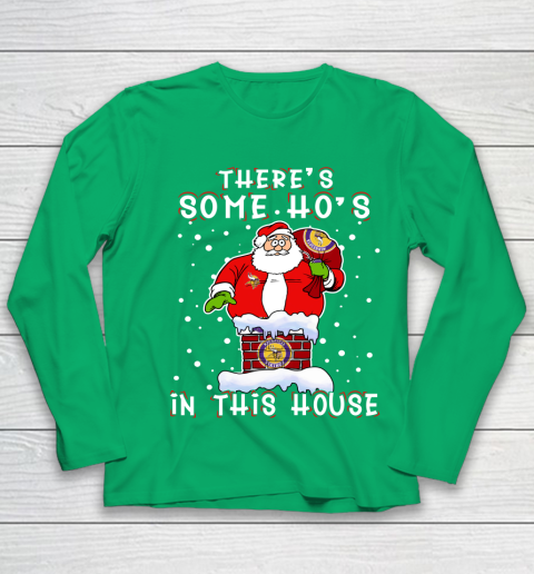 Minnesota Vikings Christmas There Is Some Hos In This House Santa Stuck In The Chimney NFL Youth Long Sleeve 4