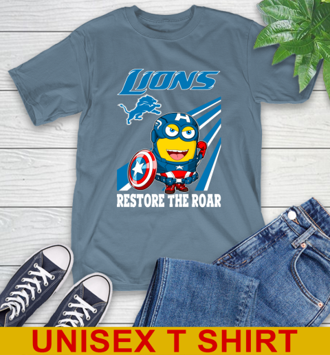 NFL Football Detroit Lions Captain America Marvel Avengers Minion Shirt T-Shirt 8