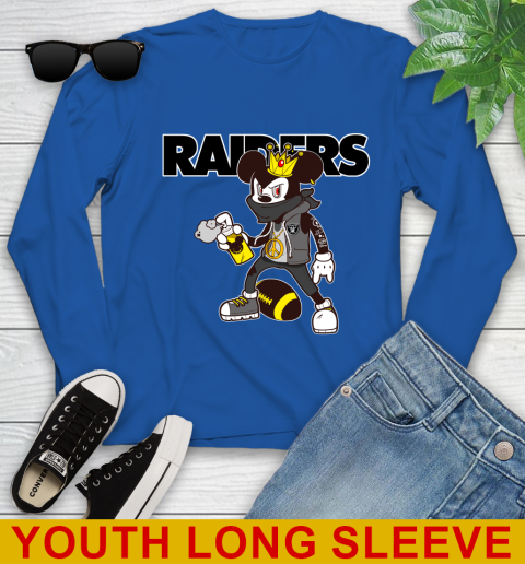 Oakland Raiders NFL Football Mickey Peace Sign Sports Youth Long Sleeve 10