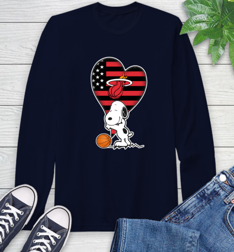 Miami Heat NBA Basketball The Peanuts Movie Adorable Snoopy Long Sleeve T-Shirt 4