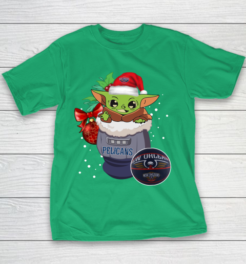 New Orleans Pelicans Christmas Baby Yoda Star Wars Funny Happy NBA Youth T-Shirt