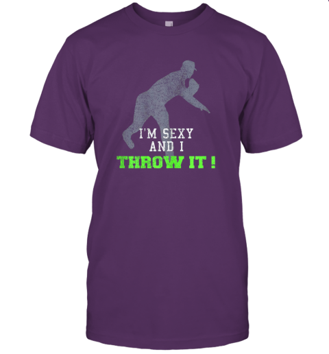 8d2d i39 m sexy and i throw it funny baseball shirt for pitcher jersey t shirt 60 front team purple