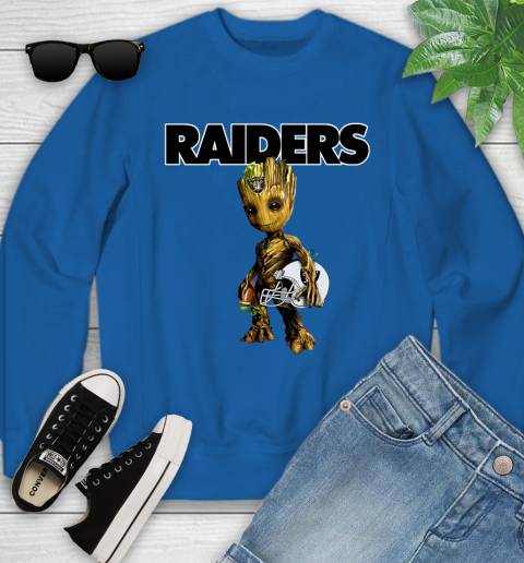Oakland Raiders NFL Football Groot Marvel Guardians Of The Galaxy Youth Sweatshirt 8