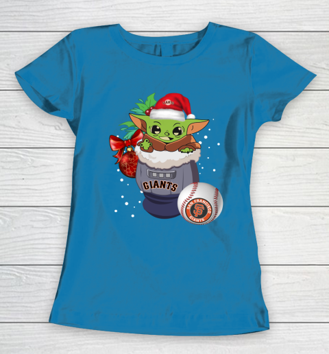 San Francisco Giants Christmas Baby Yoda Star Wars Funny Happy MLB Women's T-Shirt 7