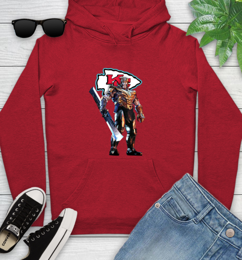 NFL Thanos Gauntlet Avengers Endgame Football Kansas City Chiefs Youth Hoodie 11
