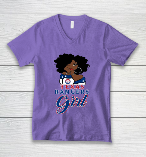 Texas Rangerss Girl MLB V-Neck T-Shirt 9
