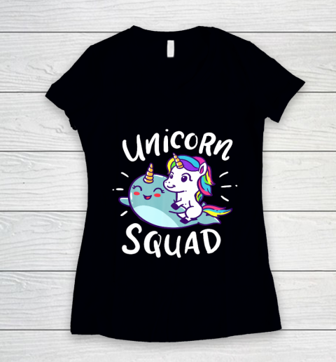 Unicorn Squad Narwhal Funny Cute Birthday Party Present Gift Women's V-Neck T-Shirt