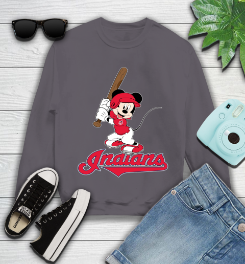 MLB Baseball Cleveland Indians Cheerful Mickey Mouse Shirt Youth Sweatshirt 5