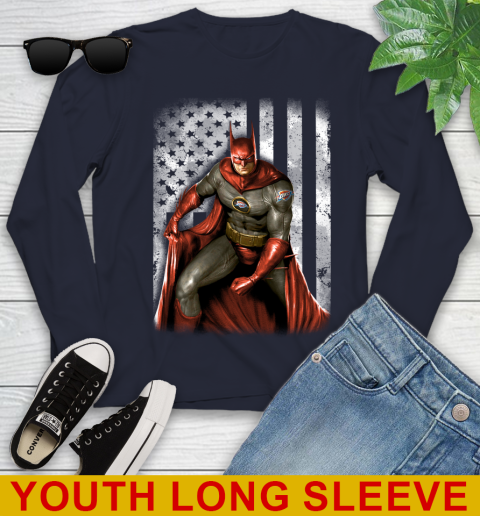 Oklahoma City Thunder NBA Basketball Batman DC American Flag Shirt Youth Long Sleeve 2