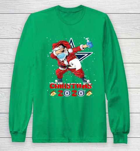 Dallas Cowboys Funny Santa Claus Dabbing Christmas 2020 NFL Long Sleeve T-Shirt 4