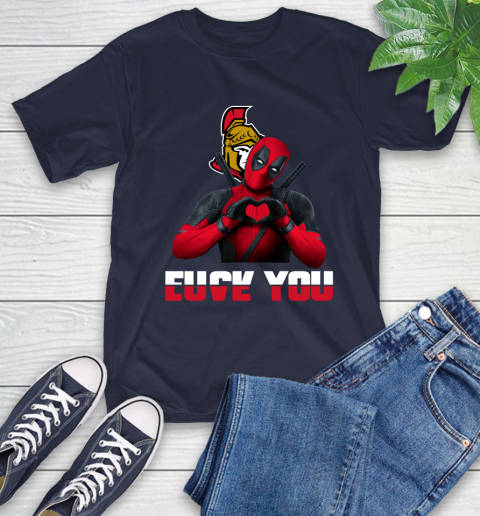 NHL Ottawa Senators Deadpool Love You Fuck You Hockey Sports T-Shirt 3