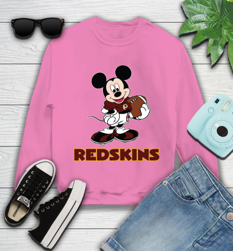 NFL Football Washington Redskins Cheerful Mickey Mouse Shirt Youth Sweatshirt 6
