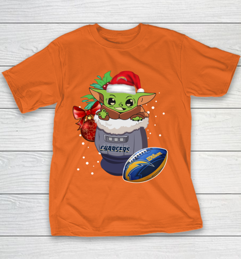 Los Angeles Chargers Christmas Baby Yoda Star Wars Funny Happy NFL Youth T-Shirt 6