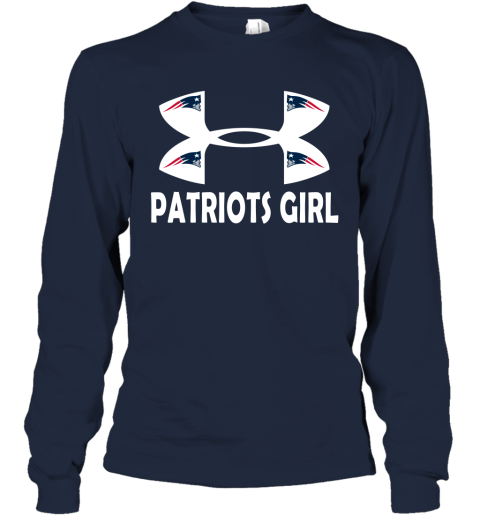 NFL New England Patriots Girl Under Armour Football Sports 2ll0nlz7NOy long sleeve tee 14 95 151514 front navy