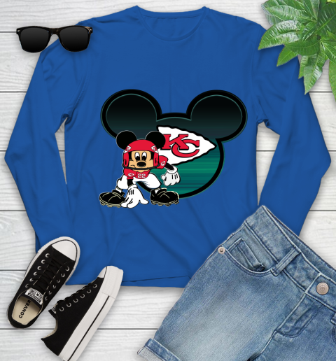 NFL Kansas City Chiefs Mickey Mouse Disney Football T Shirt Youth Long Sleeve 9